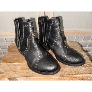 Very Volatile Studded BLK Leather Ankle Boots Western Bohemian Festival Size 7.5